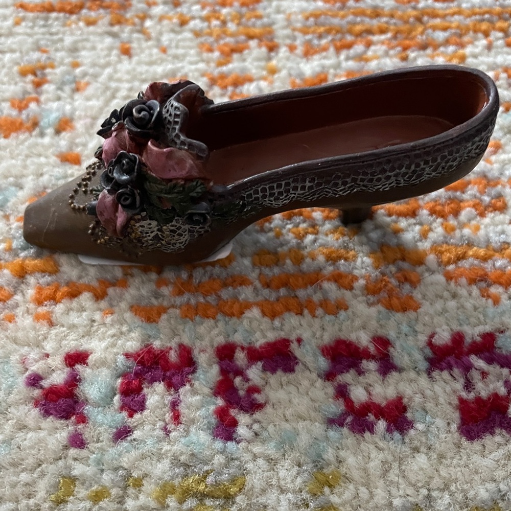 Miniature Brown Floral Shoe